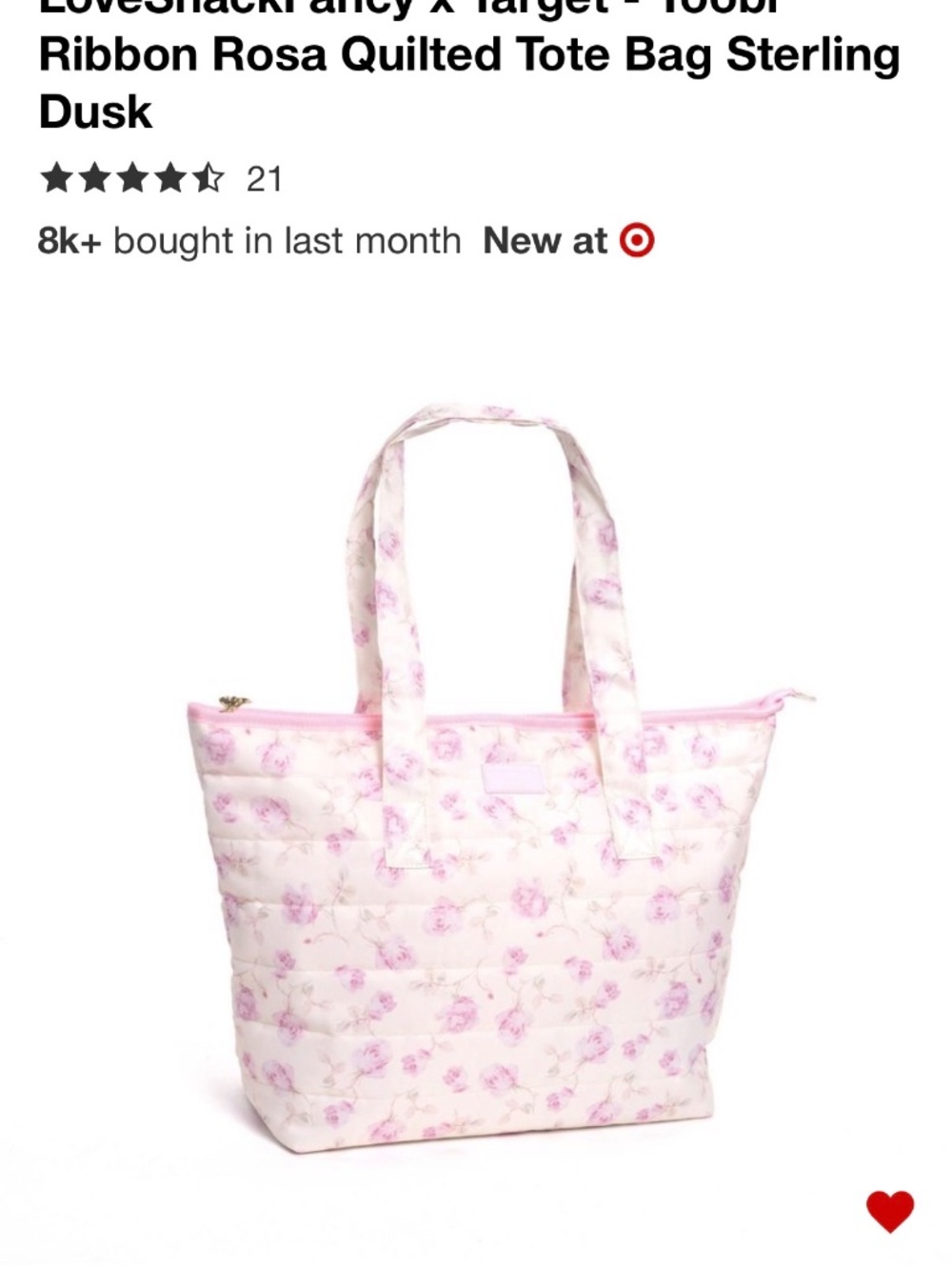 LoveShackFancy │ Yoobi Ribbon Rosa Quilted Tote Bag - Picture 3 of 4